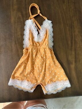 Bailey’s Blossoms halter lace romper